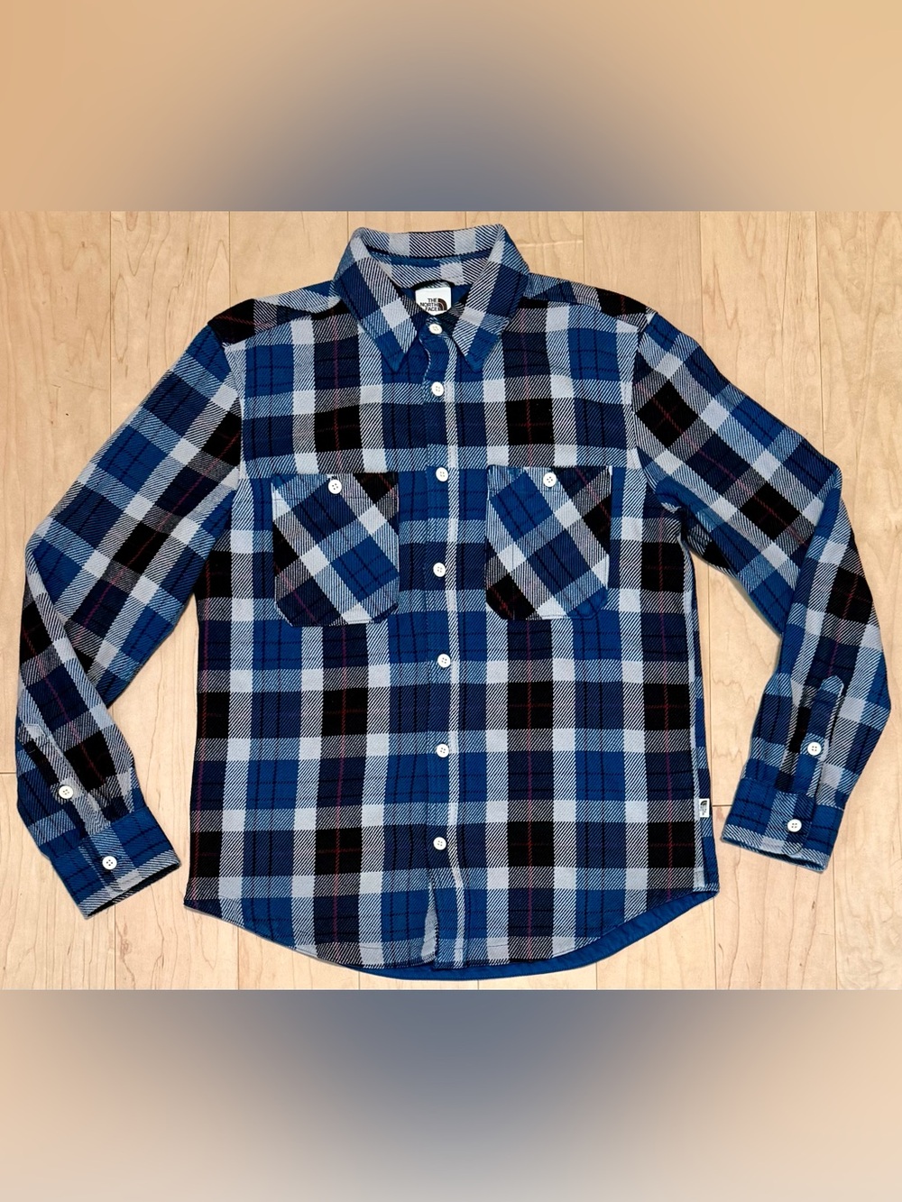 The North Face Shirt Jacket Shacket Heavyweight Lined Blue Black Plaid Men’s M